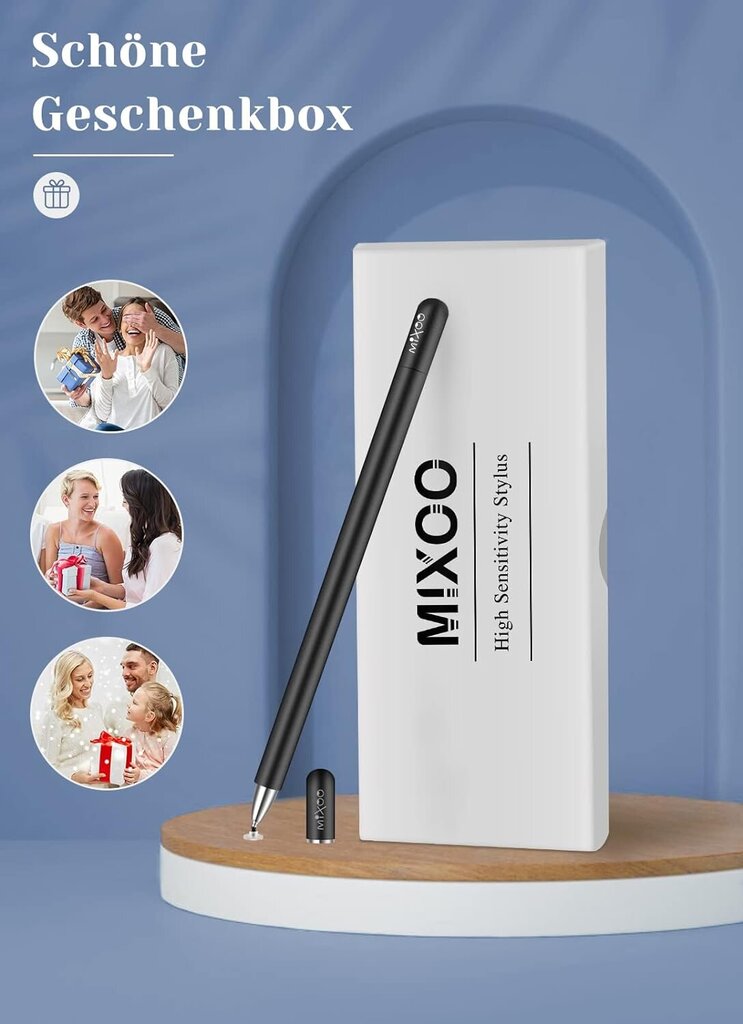 Mixoo Disc Stylus - Precision Touch, musta, Universal hinta ja tiedot | Tablettien lisätarvikkeet | hobbyhall.fi