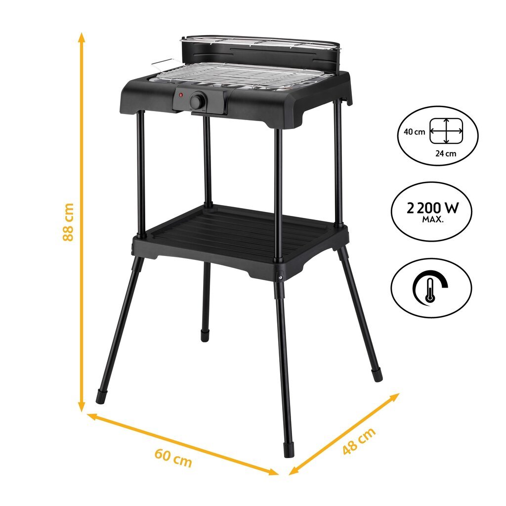 Sähkökäyttöinen seisomagrilli TZS First Austria FA-5350-3, 60x48x88cm, musta hinta ja tiedot | Grillit | hobbyhall.fi