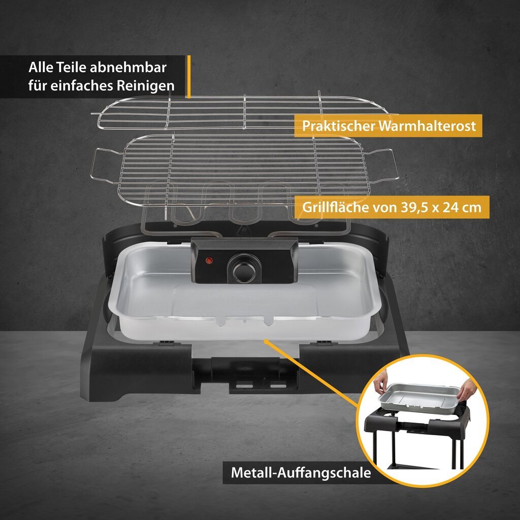 Sähkökäyttöinen seisomagrilli TZS First Austria FA-5350-3, 60x48x88cm, musta hinta ja tiedot | Grillit | hobbyhall.fi