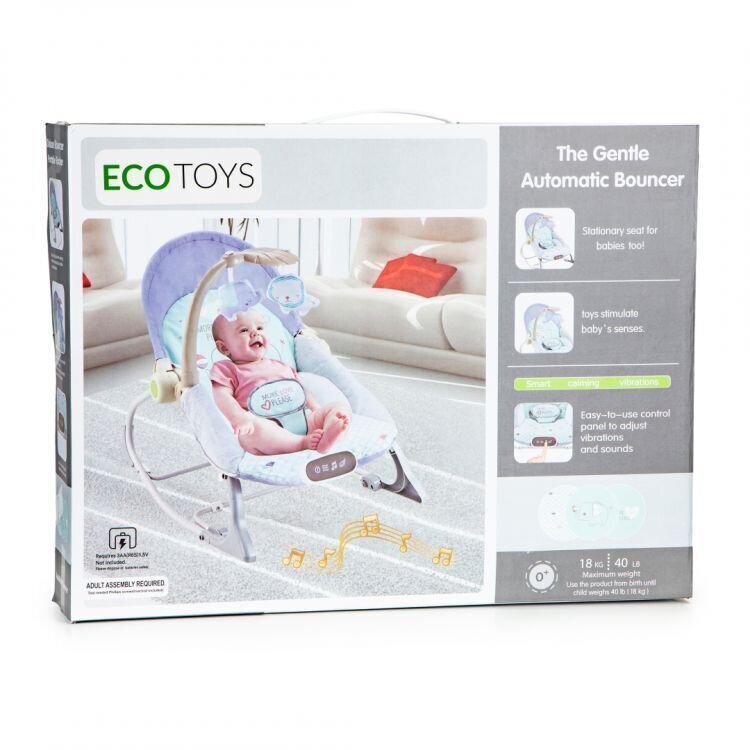 Sänkykeinu tärinällä ja melodioilla Ecotoys 3in1, Elephant hinta ja tiedot | Sitterit | hobbyhall.fi