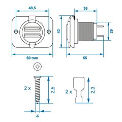 2xUSB-liitin kehyksellä hinta ja tiedot | Lisätarvikkeet autoiluun | hobbyhall.fi