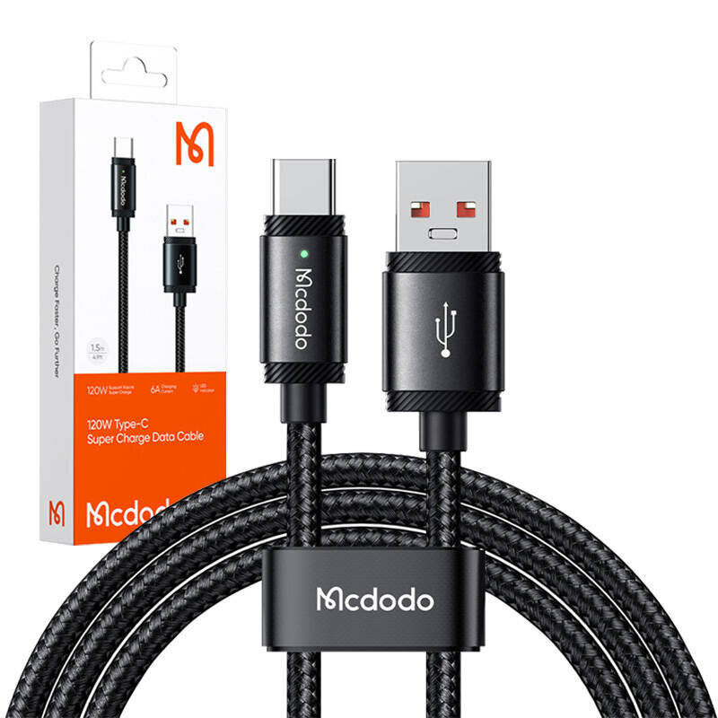 Kaapeli USB-A–USB-C Mcdodo CA-4730, 120 W, 1,5 m (musta) hinta ja tiedot | Puhelinkaapelit | hobbyhall.fi