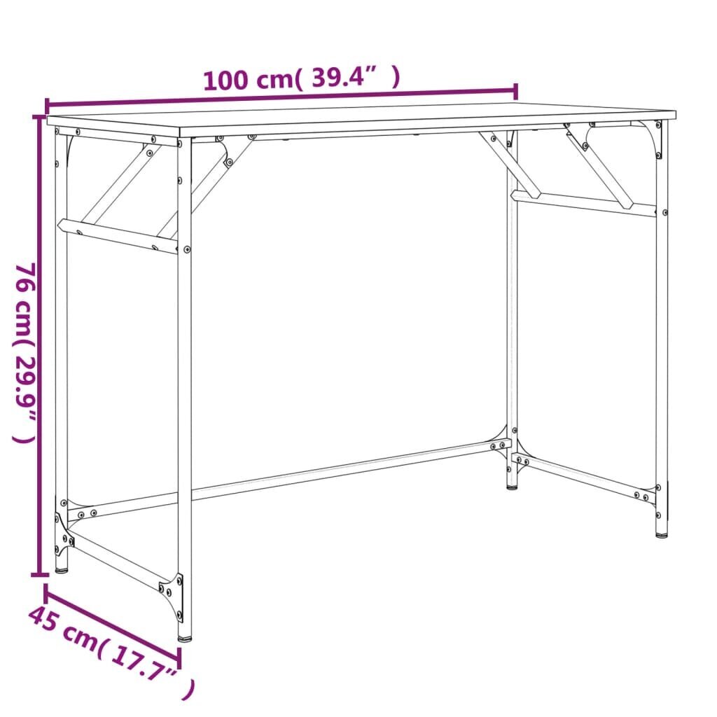 Työpöytä, tammi, 100x45x76cm, puuta ja terästä hinta ja tiedot | Tietokonepöydät ja työpöydät | hobbyhall.fi