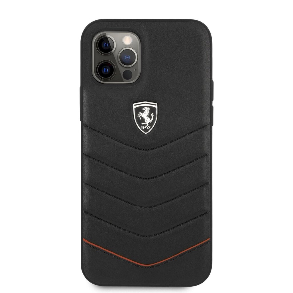 Ferrari Off Track -nahkainen tikattu kovakuori iPhone 12 Pro Max 6.7:lle, musta hinta ja tiedot | Puhelimen kuoret ja kotelot | hobbyhall.fi