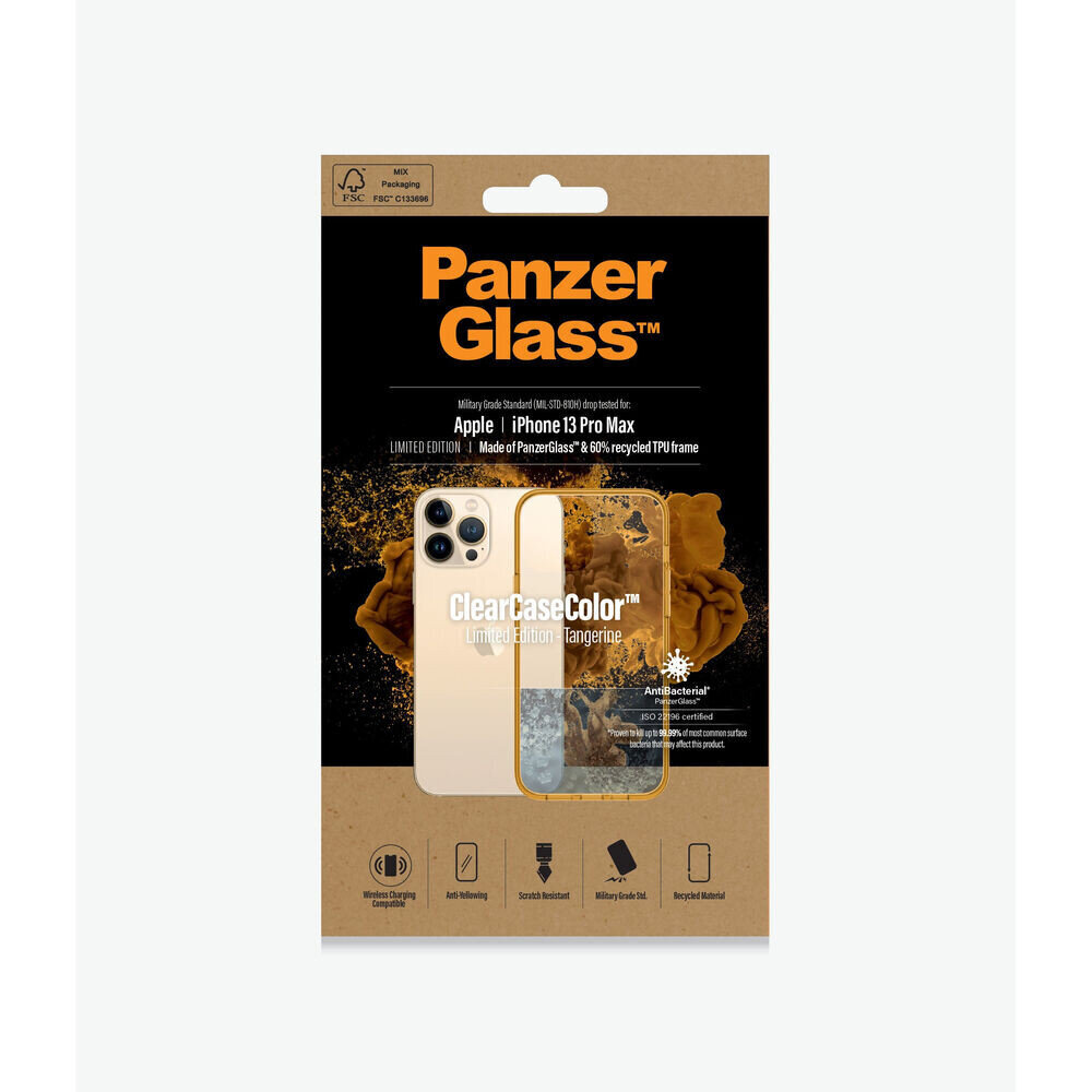 Matkapuhelinkotelo Panzer Glass Tangerine IPHONE 13 PRO MAX Gold Transparent hinta ja tiedot | Puhelimen kuoret ja kotelot | hobbyhall.fi