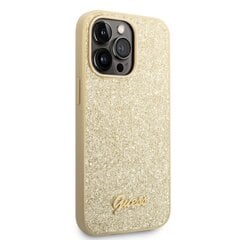 Guess PC/TPU Glitter Flakes Metal Logo Suojakuori iPhone 14 Prolle, kulta hinta ja tiedot | Puhelimen kuoret ja kotelot | hobbyhall.fi