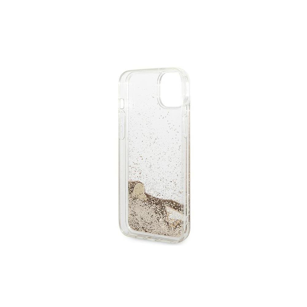 Guess iPhone 14 Plus 6,7" GUOHCP14MGLHFLGO kultaiset HC nestemäiset glitterkorut hinta ja tiedot | Puhelimen kuoret ja kotelot | hobbyhall.fi