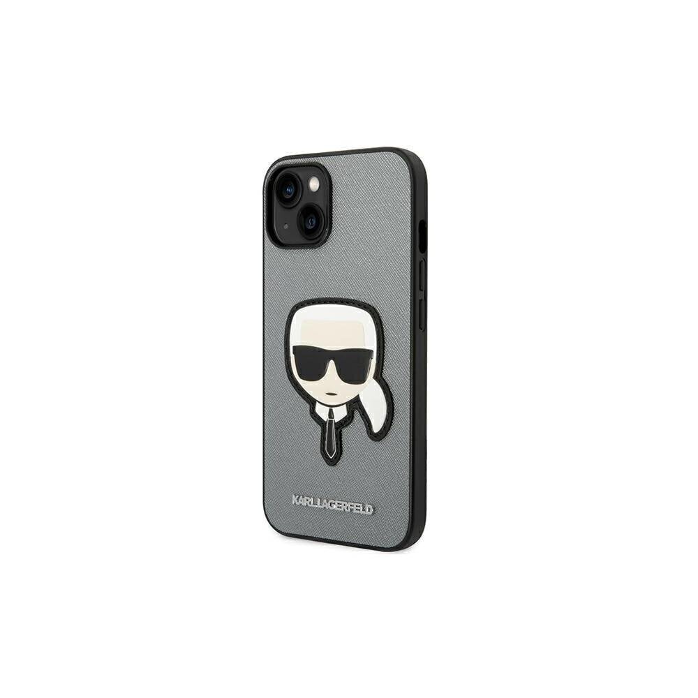 Karl Lagerfeld iPhone 14 6.1" KLHCP14SSAPKHG hopea PU Saffiano Karl Head Patchilla hinta ja tiedot | Puhelimen kuoret ja kotelot | hobbyhall.fi