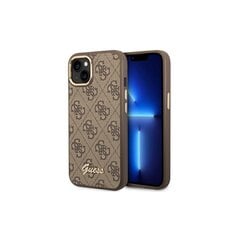 Guess iPhone 14 Plus 6,7" GUHCP14MHG4SHW ruskea HC PC/TPU 4G PU Metal Outline Script hinta ja tiedot | Puhelimen kuoret ja kotelot | hobbyhall.fi