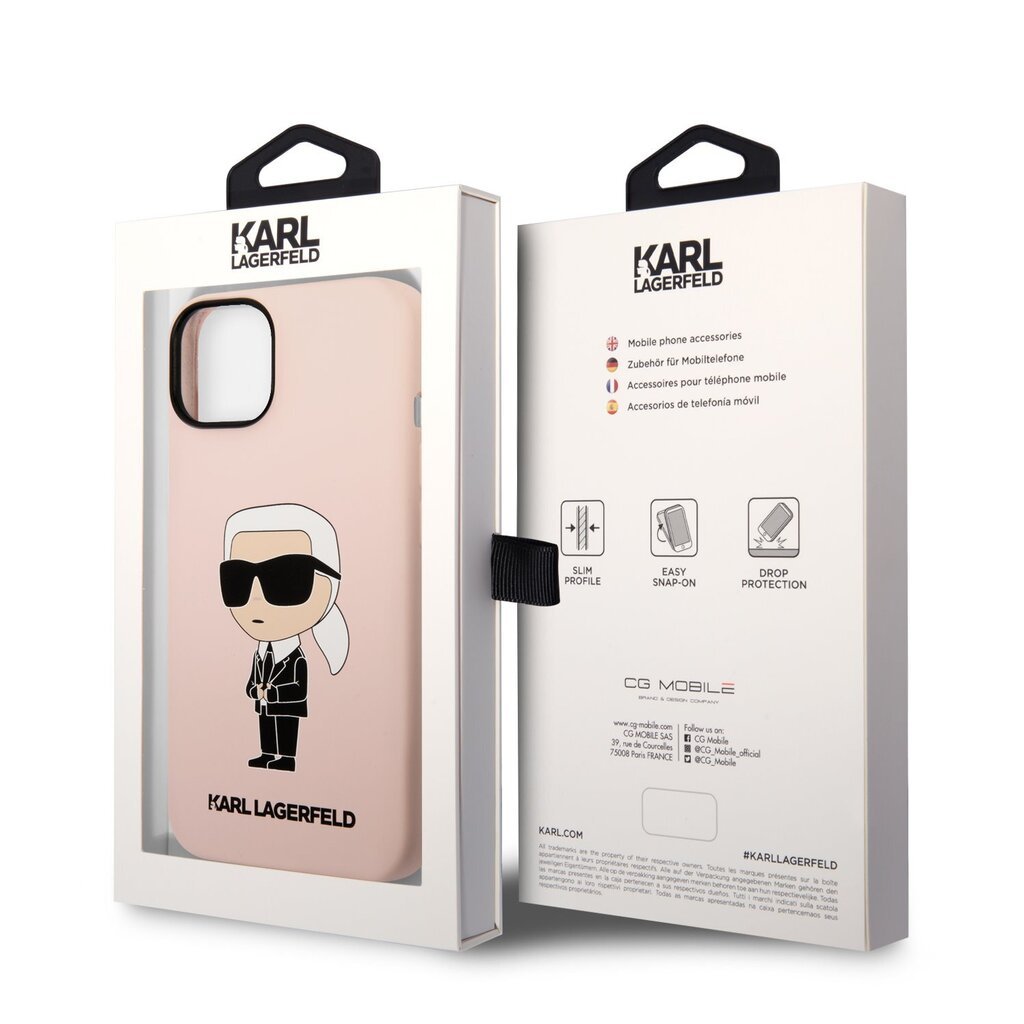 Karl Lagerfeld Nestemäinen silikoni Ikonik NFT iPhone 14 Plus Pink hinta ja tiedot | Puhelimen kuoret ja kotelot | hobbyhall.fi