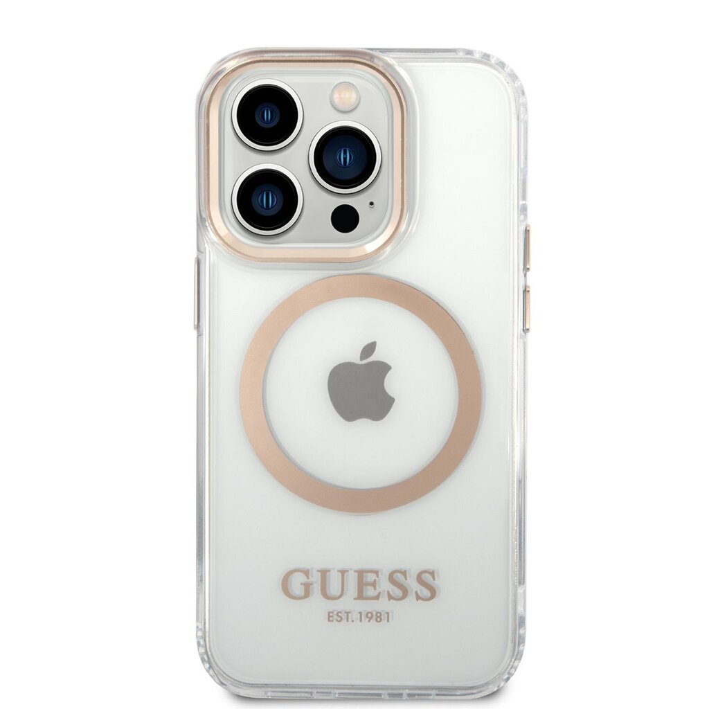 Guess Transparent MagSafe -yhteensopiva kotelo iPhone 14 Pro Maxille, kulta hinta ja tiedot | Puhelimen kuoret ja kotelot | hobbyhall.fi