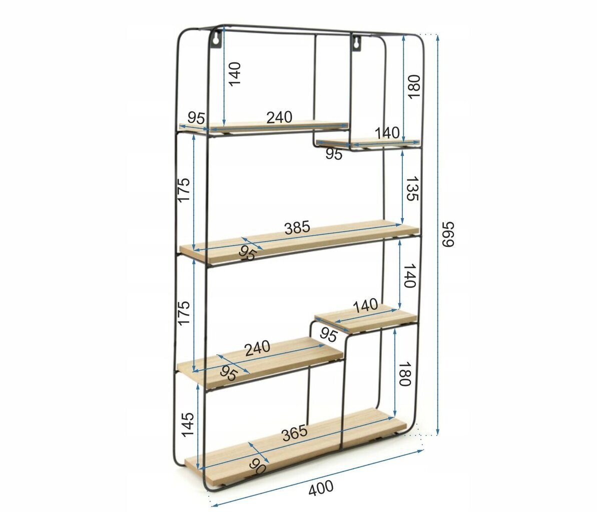 Seinähylly Loft Metal Black Industrial 70 x40cm SG1810-03 hinta ja tiedot | Kaapit | hobbyhall.fi