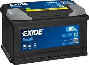 Exide Excel 80Ah 640A 315x175x190-+ hinta ja tiedot | Paristot | hobbyhall.fi