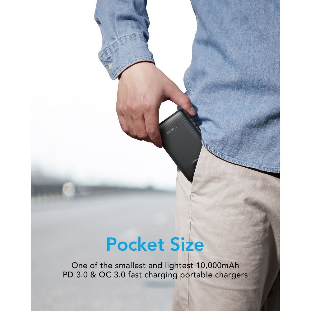 Power Bank VEGER S11 - 10 000 mAh LCD pikalataus PD22.5W, musta hinta ja tiedot | Varavirtalähteet | hobbyhall.fi