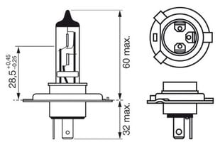 Bosch H4 12V 60/55W Gigalight 120% 1kpl hinta ja tiedot | Polttimot | hobbyhall.fi