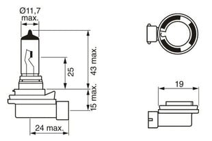 Bosch H8 12V 35W Pure Light laatikko 1kpl hinta ja tiedot | Polttimot | hobbyhall.fi