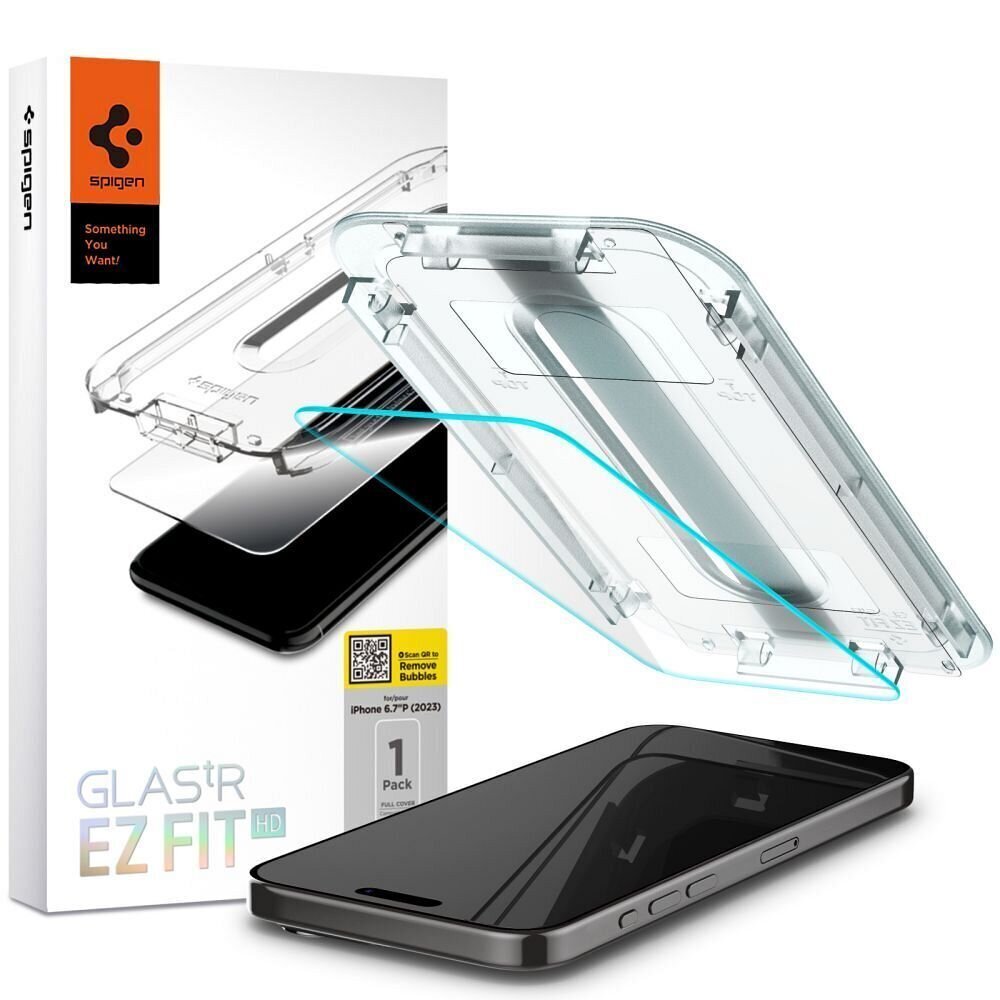 Spigen Glas.TR EZ Fit iPhone 15 Pro Max hinta ja tiedot | Näytönsuojakalvot ja -lasit | hobbyhall.fi