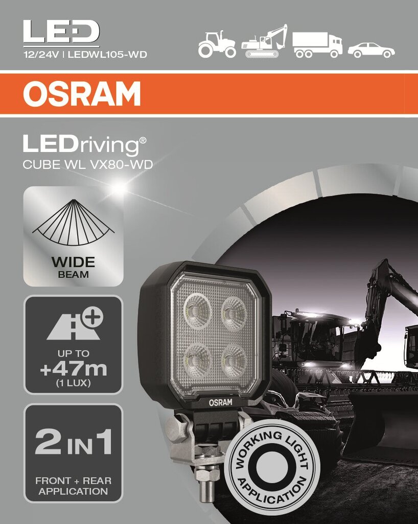 Osram LED työvalo 12/24V VX80-WD 12W hinta ja tiedot | Retkilamput | hobbyhall.fi