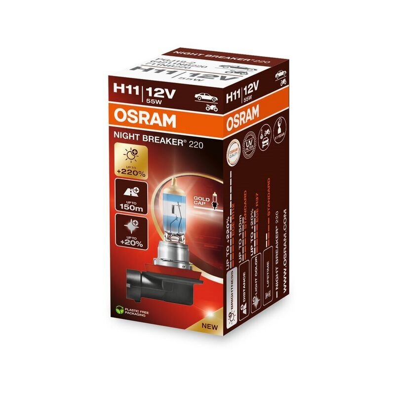 H11 12V 55W Night Breaker 220 +220% 1kpl hinta ja tiedot | Polttimot | hobbyhall.fi