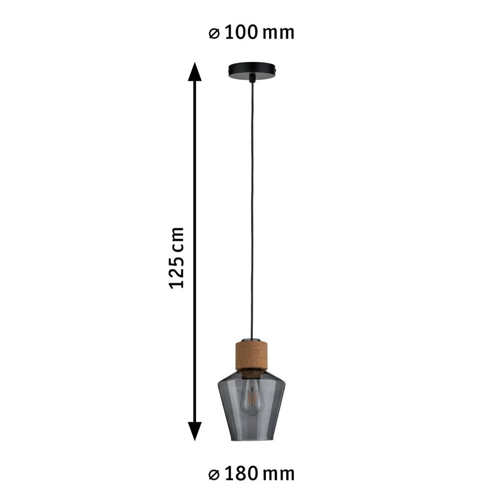 Riippuvalaisin Paulmann Edla 1-lamppu Smoke lasi/musta ilman lamppua, 20 W E27 hinta ja tiedot | Kattovalaisimet | hobbyhall.fi