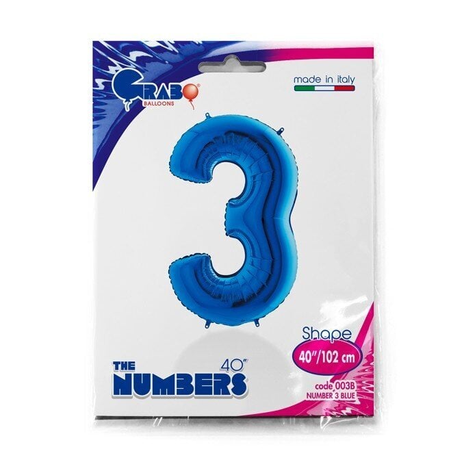 Numero "3" Sininen hinta ja tiedot | Ilmapallot | hobbyhall.fi