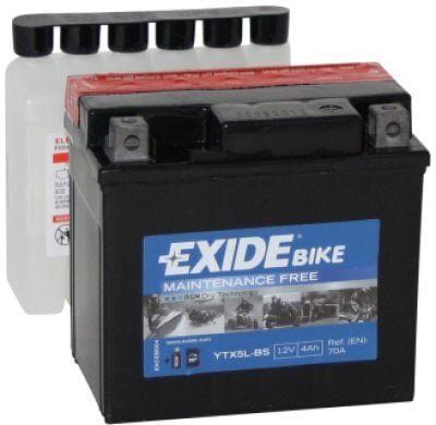 12V 4Ah YTX5L-BS AGM 113x70x105-+ Exide hinta ja tiedot | Moottoripyörien akut | hobbyhall.fi