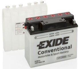 12V 19Ah 12Y16A-3A 185x81x170-+ Exide hinta ja tiedot | Moottoripyörien akut | hobbyhall.fi