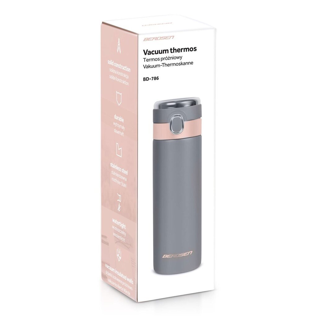 Tyhjiötermospullo, 450 ml, BD-786, harmaa hinta ja tiedot | Termoskannut ja termosmukit | hobbyhall.fi