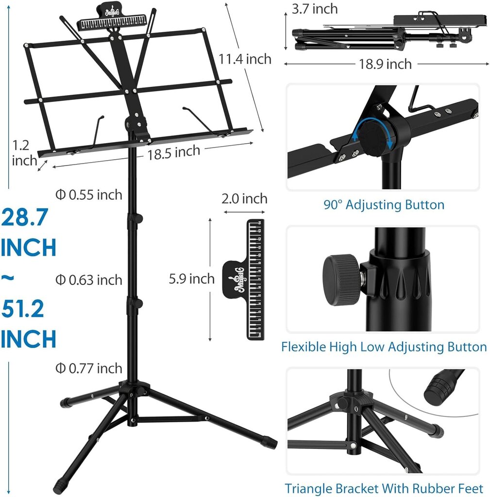 KASONIC Nuotinjalusta 2 in 1 - kokoontaitettava nuotinjalusta nuotteille ja kirjoille hinta ja tiedot | Soittimien lisätarvikkeet | hobbyhall.fi