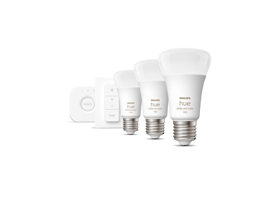 PHILIPS HUE COLOR 3 X E27 BULB + BRIDGE + 2 X DIMMER SWITCH START KIT hinta ja tiedot | Lamput | hobbyhall.fi