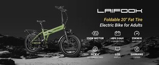 Sähköpyörä Laifook CityFun, 20", 250W, 14Ah, vihreä hinta ja tiedot | Sähköpyörät | hobbyhall.fi