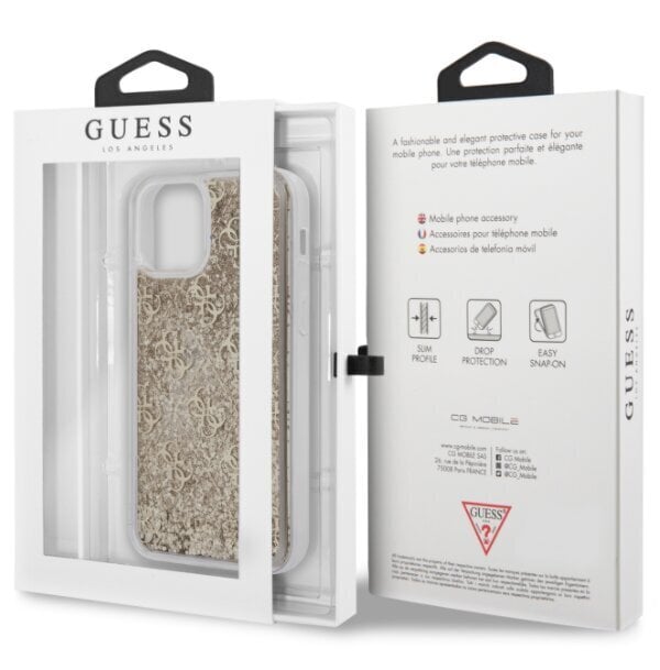 Puhelinkuori Guess GUHCP12SLG4GSLG 4G Liquid Glitter Apple iPhone 12 Mini, läpinäkyvä hinta ja tiedot | Puhelimen kuoret ja kotelot | hobbyhall.fi