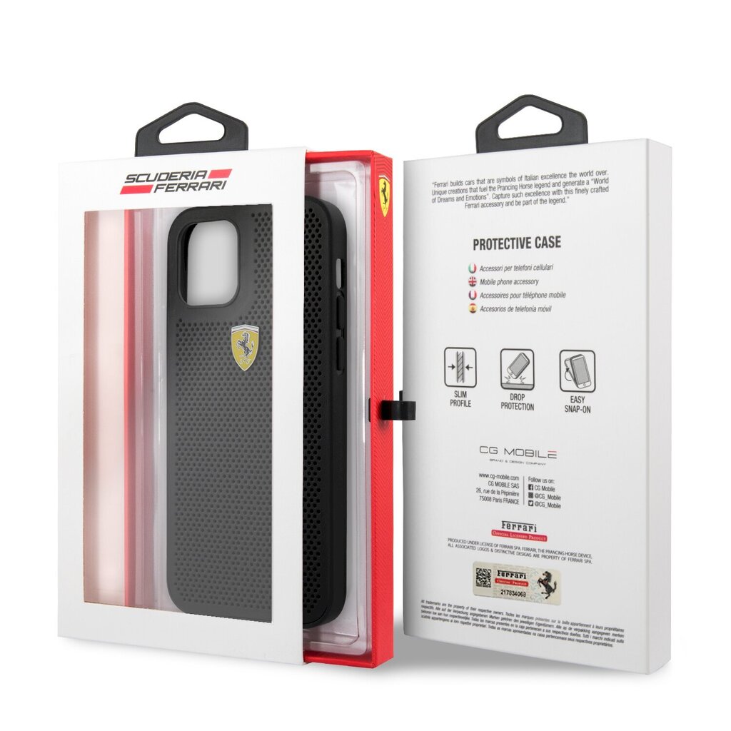 Ferrari On Track rei'itetty kotelo iPhone 12/12 Prolle, musta hinta ja tiedot | Puhelimen kuoret ja kotelot | hobbyhall.fi