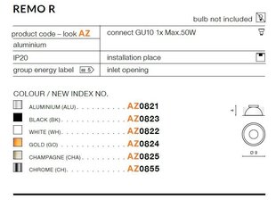 Azzardo -lampun runko Remo R Chrome hinta ja tiedot | Upotettavat valaisimet ja LED-valaisimet | hobbyhall.fi