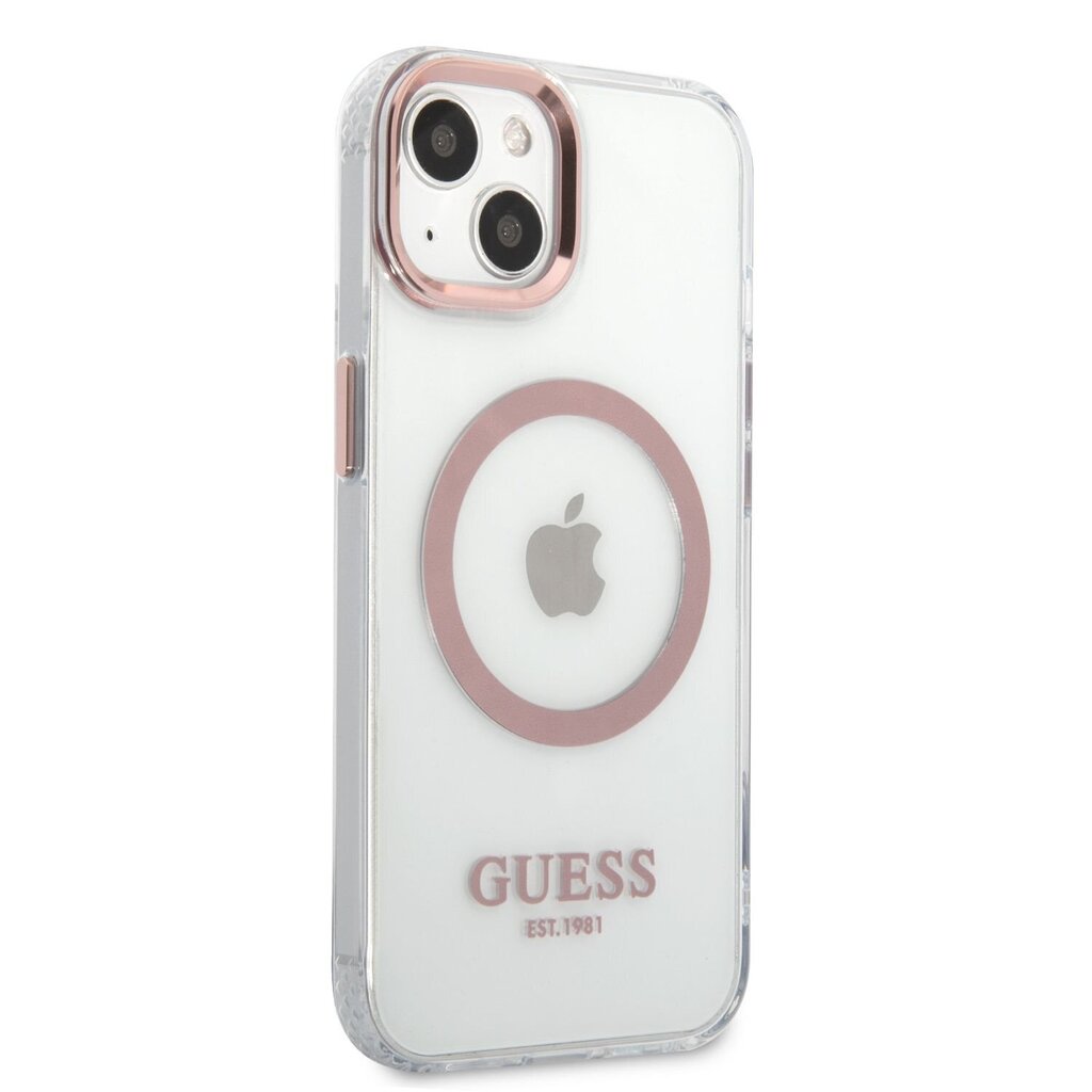 Guess Transparent MagSafe -yhteensopiva kotelo iPhone 13:lle, vaaleanpunainen hinta ja tiedot | Puhelimen kuoret ja kotelot | hobbyhall.fi