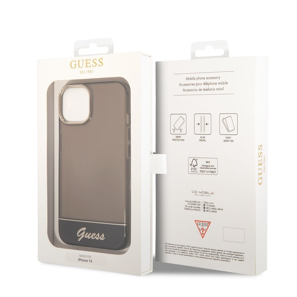 Guess PC/TPU Camera Outline läpikuultava kotelo iPhone 14:lle, musta hinta ja tiedot | Puhelimen kuoret ja kotelot | hobbyhall.fi