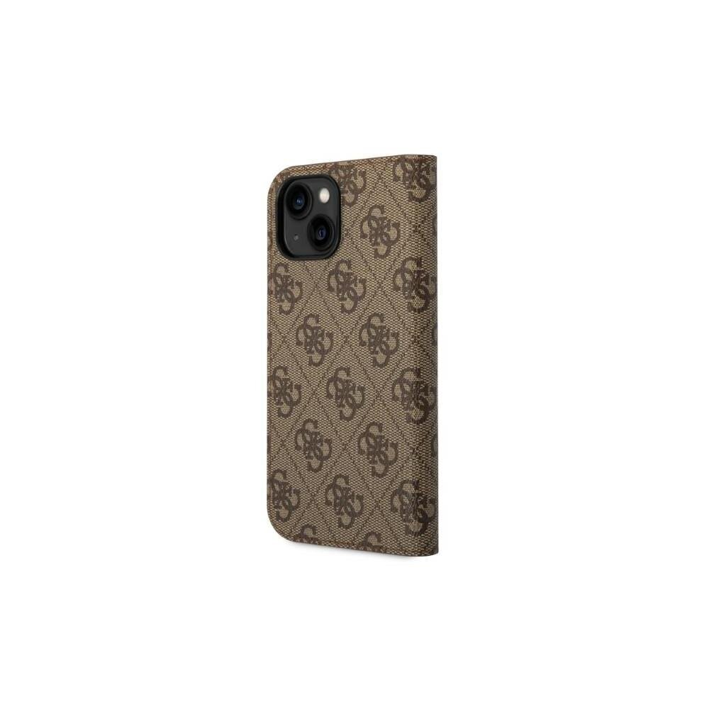 Guess iPhone 14 Pro 6.1" GUBKP14LHG4SHW ruskea BT PC/TPU 4G PU Script Metal hinta ja tiedot | Puhelimen kuoret ja kotelot | hobbyhall.fi