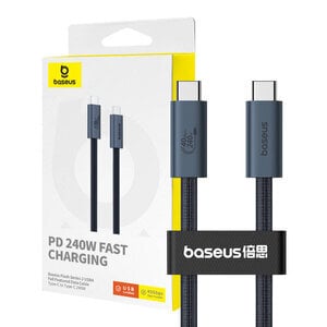 USB-C - USB-C kaapeli 240W PD 8K 60Hz 40Gb/s, 1m, musta hinta ja tiedot | Puhelinkaapelit | hobbyhall.fi