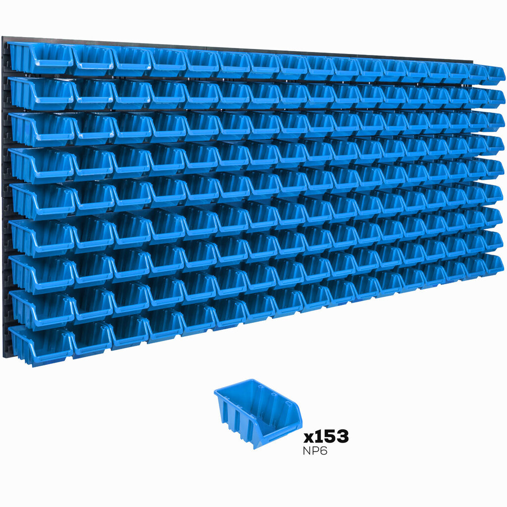 Säilytysjärjestelmän seinähylly 1728 x 780 mm | 153 kpl. laatikot | Pinoamislaatikot, kouruhylly, säilytysastiat | Erittäin vahvat seinäpaneelit | Laajennettava hylly | Työpajahyllyt, varastohyllyt, työpajan seinähyllyt, ladattavat hyllyt hinta ja tiedot | Työkalupakit ja muu työkalujen säilytys | hobbyhall.fi