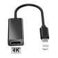 iLike HD7 USB-C -liitin HDMI 4K -naaraspuoliseen ääni- ja videokaapelisovittimeen 10 cm - muunnin musta (OEM) hinta ja tiedot | Adapterit | hobbyhall.fi