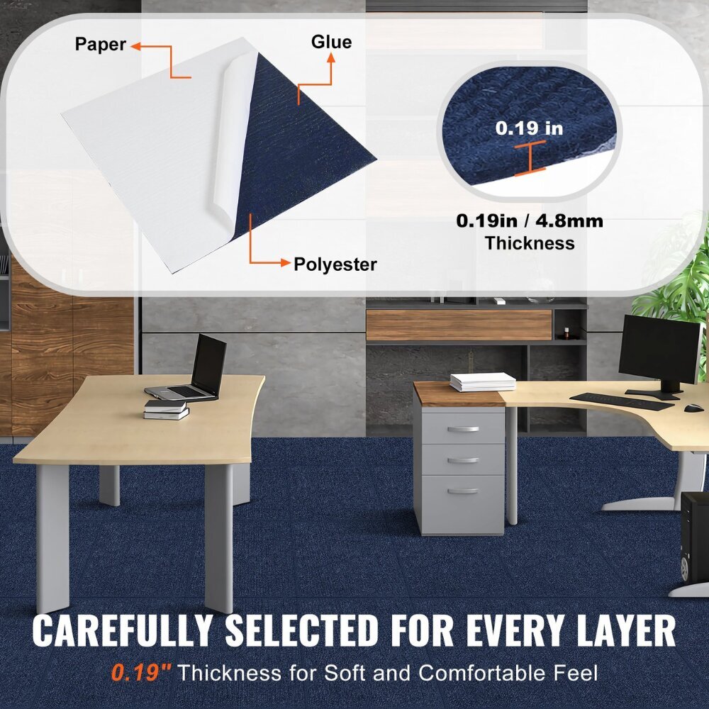 Itsekiinnittyvät mattolevyt Vevor, 610x610 mm, 15 kpl hinta ja tiedot | Isot matot | hobbyhall.fi