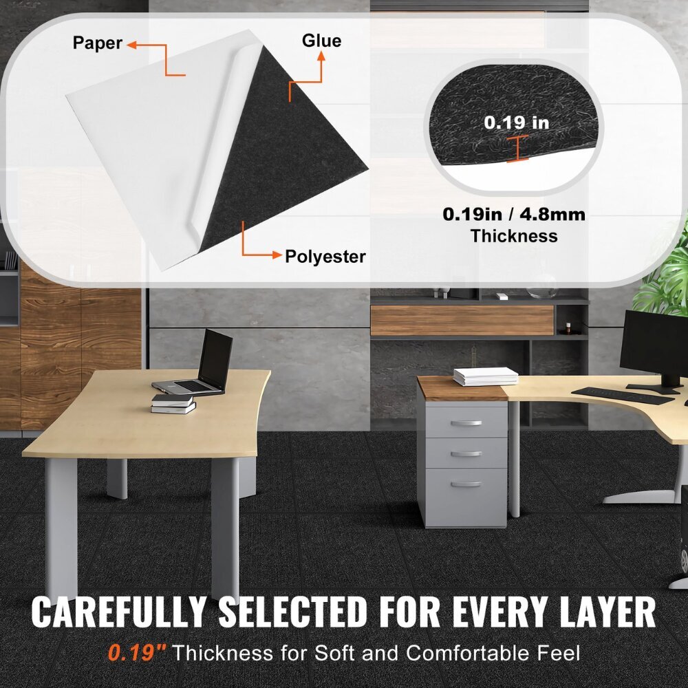 Itsekiinnittyvät mattolevyt Vevor, 610x610 mm, 15 kpl hinta ja tiedot | Isot matot | hobbyhall.fi