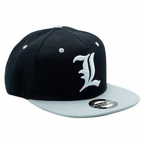 Death Note - Snapback Cap - Black & Grey - "L"