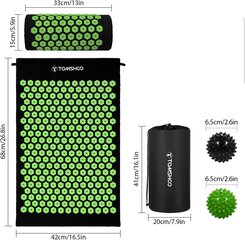 Tomshoo Akupressuurisetti - Musta Ja Vihreä, 68 X 42 Cm hinta ja tiedot | Hierontatuotteet | hobbyhall.fi