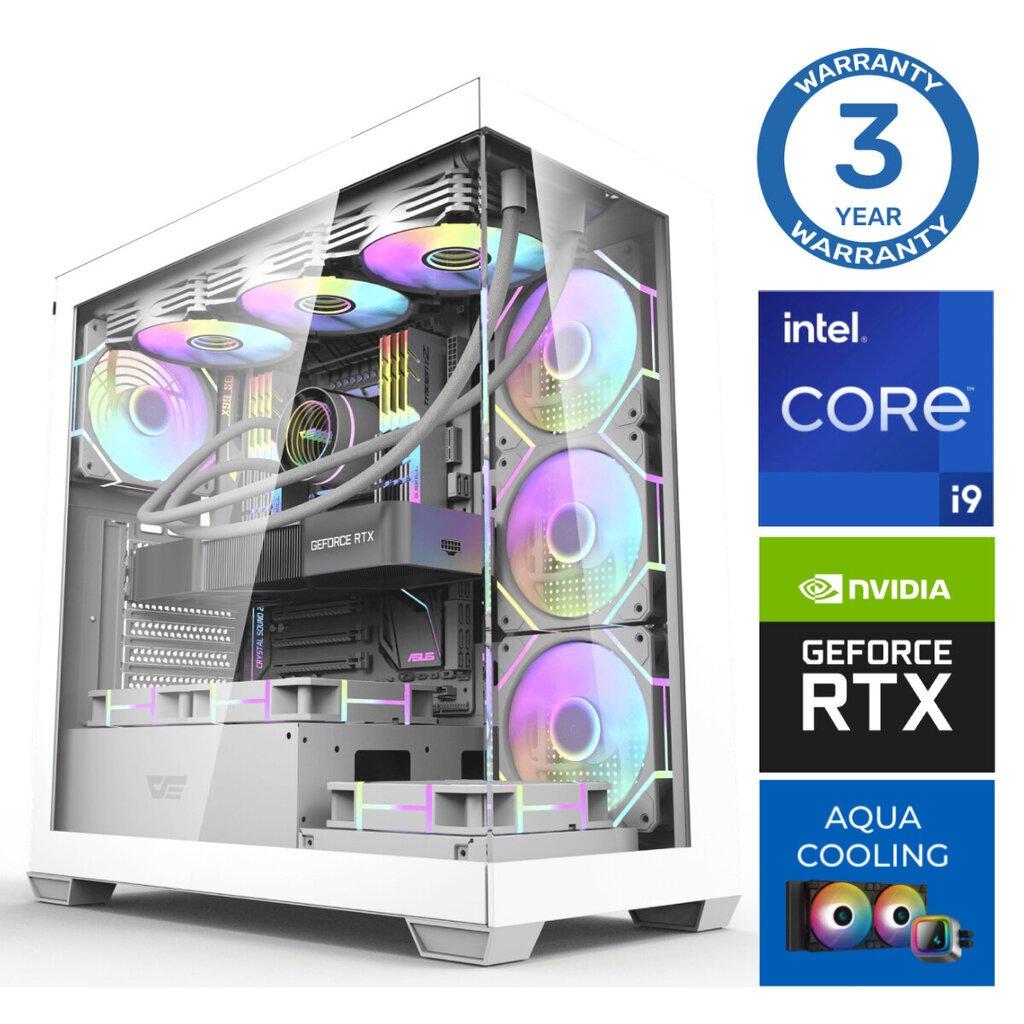 INTOP AQUA i9-14900KF 32GB DDR5 1TB SSD M.2 NVME+2TB RTX4070 SUPER 12GB no-OS hinta ja tiedot | Pöytätietokoneet | hobbyhall.fi