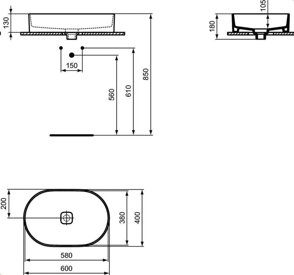 Soikea seisoo työtason pesualtaassa Ideal Standard Strada II T298101, valkoinen hinta ja tiedot | Pesualtaat | hobbyhall.fi