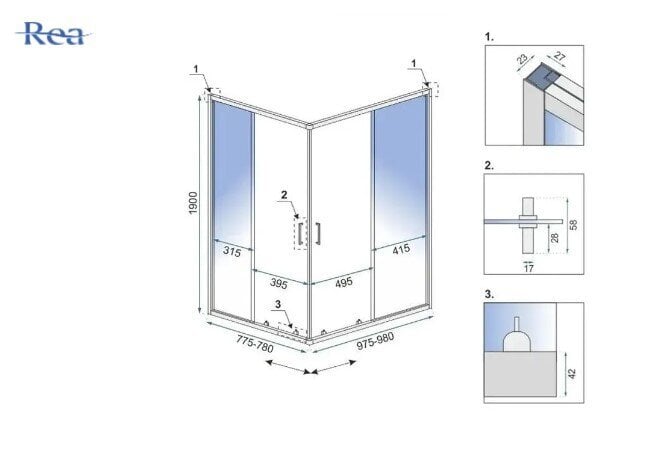 REA CITY SUIHKUKAAPPI 80X100 MATTA KULTAINEN hinta ja tiedot | Suihkukaapit ja suihkunurkat | hobbyhall.fi