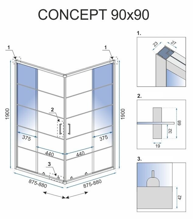 Rea Concept Black 90x90 suihkukaappi hinta ja tiedot | Suihkukaapit ja suihkunurkat | hobbyhall.fi