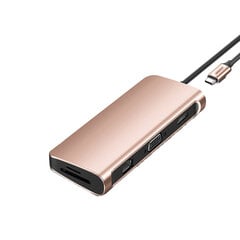 Sovitin UGREEN 70405 CM179 9in1 Type-C Sisään hub SD / TF USB-C HDMI 3USB3.0 VGA 1000mbps för Huawei P30 MACBOOK hinta ja tiedot | Adapterit | hobbyhall.fi