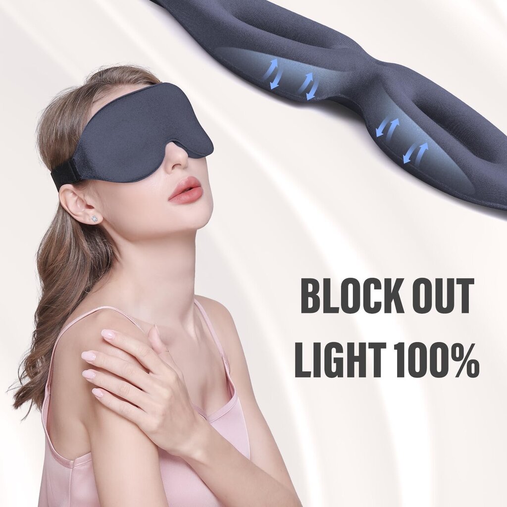 Sleep Sleeper, Sleep Sleeper, 100% valoa estävä 3D Sleeping Eye Mask, pehmeä hengittävä silmäsuoja naisille, miehille, rentouttava nollapaineinen yösilmäside hinta ja tiedot | Yöasut ja pyjamat | hobbyhall.fi